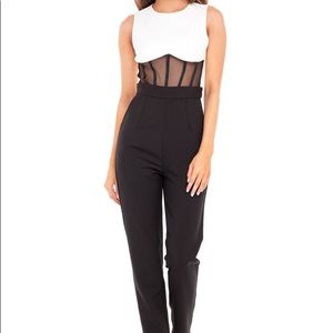 Heiress Beverly Hills Mesh Corset Jumpsuit
